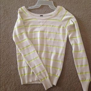 Poof Ivory and Lime Green Stripped Sweater Small